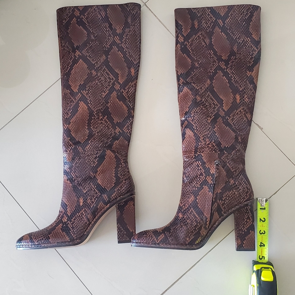 Zara brown snake skin heeled boots. Size 8.